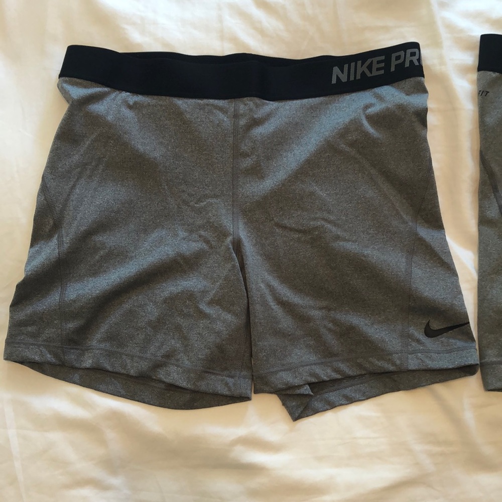 TWO Grey Nike Pro Women’s Spandex Shorts 5”
